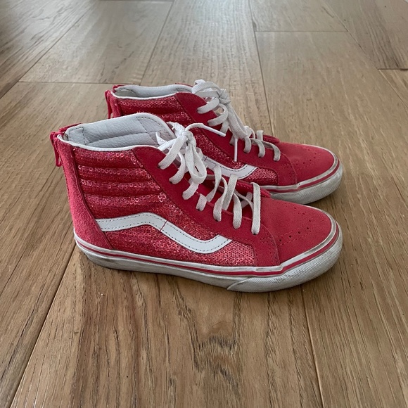 Vans Shoes Vans Micro Sequins Sk8hi Zip Girls Pink White High Top